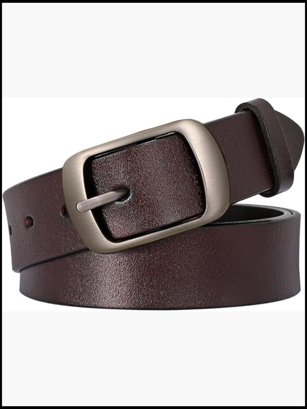 Faux Leather Waist Belt with Elegant Buckle, 1.3" Width